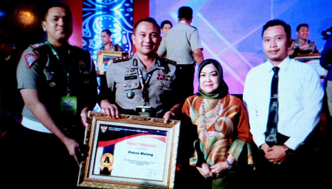 Polres Malang sukses mendapatkan penghargaan pelayanan publik dengan kategori 'Pelayanan Prima' yang langsung diberikan oleh Menpan RB.