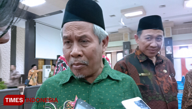 Ketua PWNU Jawa Timur KH Marzuki Mustamar saat menghadiri kuliah tamu oleh Menteri Agama RI Fachrul Razi di UIN Malang. (FOTO: Naufal Ardiansyah/TIMES Indonesia)