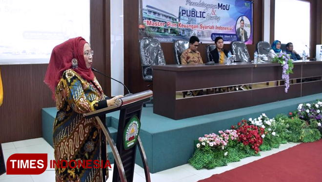 Sambutan Dekan Fakultas Ekonomi dan Bisnis, Nur Diana, SE., M.Si. (FOTO: AJP TIMES Indonesia)