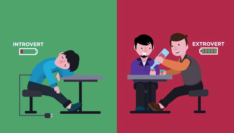 ILUSTRASI: Introver dan ekstrover. (FOTO: bagi-in.com)