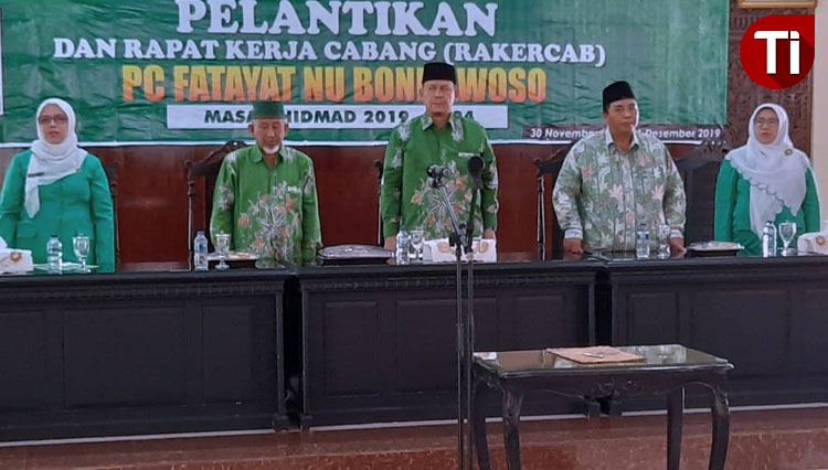 Suasana saat pelantikan PC Fatayat NU Kabupaten Bondowoso. (FOTO: Moh Bahri/TIMES Indonesia)