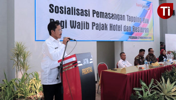Sosialisasi Pemasangan Tapping Box pada hotel dan restoran di Gedung Bank Jatim Cabang Pasuruan, Rabu (27/11/19). (FOTO: AJP TIMES Indonesia)
