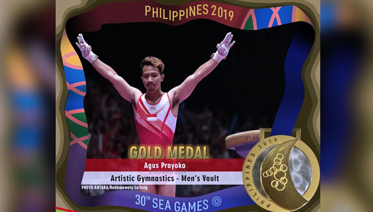 Agus Prayoko mampu meraih medali emas SEA Games pada cabang senam. (FOTO: @badmintontalk)