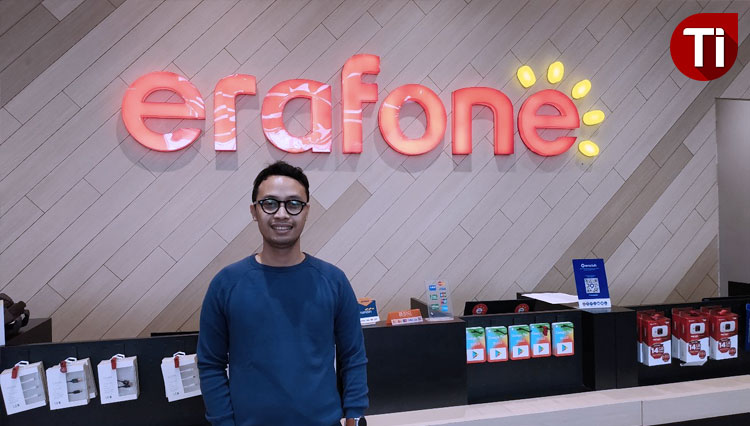 Marketing Communication Erafone Grup, Okky Wahyudi menyampaikan even Erafone Samsung Fun Run 7K akan dimeriahkan dengan beragam hadiah menarik. (FOTO: Imadudin M/TIMES Indonesia)