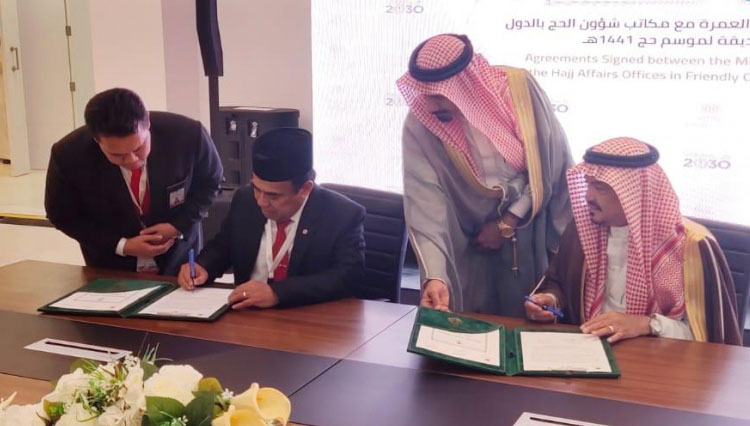 Menag RI, Fachrul Razi menandatangani MoU Penyelenggaraan Ibadah Haji 1441H/2020M di Makkah, Arab Saudi (Foto: Kemenag RI for TIMES Indonesia)
