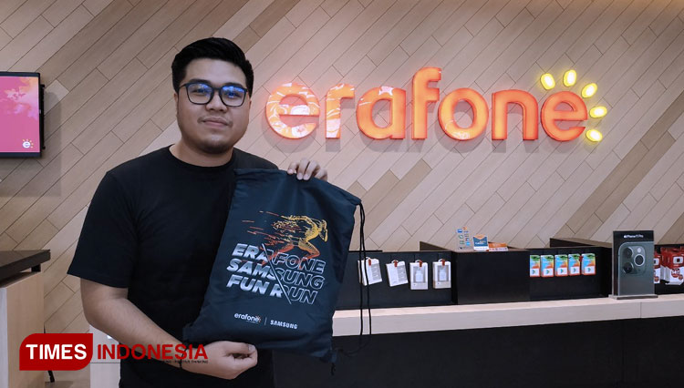 Media Officer Erajaya Grup, Anthoni Raderick P, optimis even Erafone Samsung Fun Run 2019 berjalan sukses. (foto: Imadudin M/TIMES Indonesia)