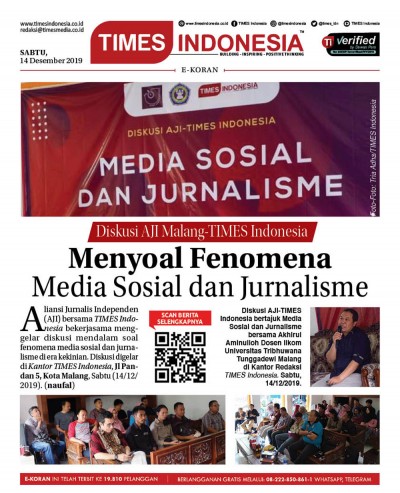 Edisi Sabtu, 14 Desember 2019: E-Koran Medsos. Bacaan Positif Masyarakat 5.0