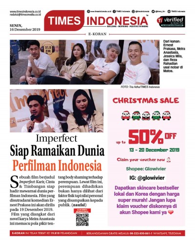 Edisi Senin, 16 Desember 2019: E-Koran Medsos. Bacaan Positif Masyarakat 5.0