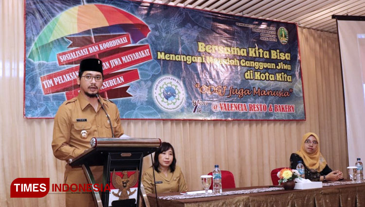Rapat Sosialisasi Tim Pelaksana Kesehatan Jiwa Masyarakat (TP-KJM) Bagi Organisasi Perangkat Daerah dan Lintas Sektor Terkait Kota Pasuruan di Valencia Bakery Cafe & Resto, Senin (9/12).