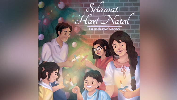 CAPTION: Karikatur yang disertakan Presiden RI Jokowi dalam mengucapkan Selamat Hari Natal di akun media sosialnya. (Setkab)