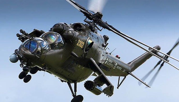 Heli Mi-35 milik TNI AD sejenis ini yang mengalami kecelakaan di Kabupaten Kepulauan Sangihe, Sulawesi Utara. (ilustrasi) 