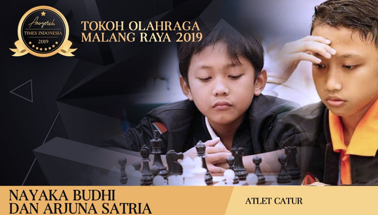 Nayaka Budhi dan Arjuna Satria peraih tokoh olahraga Malang Raya 2019 pada cabang catur (Grafis: Dena/TIMES Indonesia)