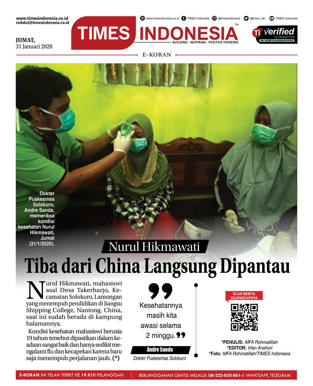 Edisi Jumat, 31 Januari 2020: E-Koran Medsos. Bacaan Positif Masyarakat ...