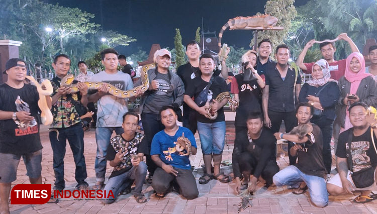 Pamekasan Reptile Kingdom (Parking) community on their gathering at the City Hall of Pamekasan. (Picture by: Akhmad Syafi'i/TIMES Indonesia)