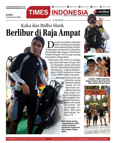 Edisi Kamis, 13 Februari 2020: E-Koran Medsos.Peristiwa. Bacaan Positif Masyarakat 5.0.