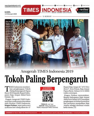 Edisi Kamis, 13 Februari 2020: E-Koran Medsos.Peristiwa. Bacaan Positif Masyarakat 5.0.
