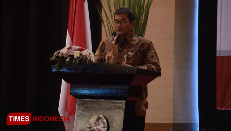 Deputi VI Bidang Koordinasi Kesatuan Bangsa Kemenko Polhukam Ir. Arief P. Moekiyat, M.T saat memberikan sambutan. (FOTO: Adhitya Hendra/TIMES Indonesia)