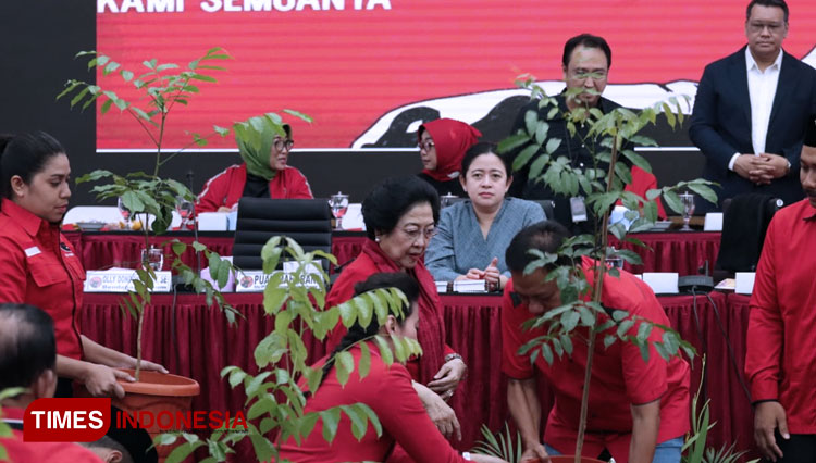 Komitmen Rawat Bumi, Megawati Beri Bibit Pohon kepada Cakada Jagoan PDIP