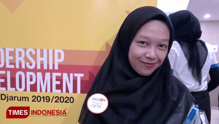 Okta Pita Dian Sari, Beswan Djarum Unisma saat di kegiatan Leadership Development Djarum Foundation. (FOTO: AJP TIMES Indonesia)
