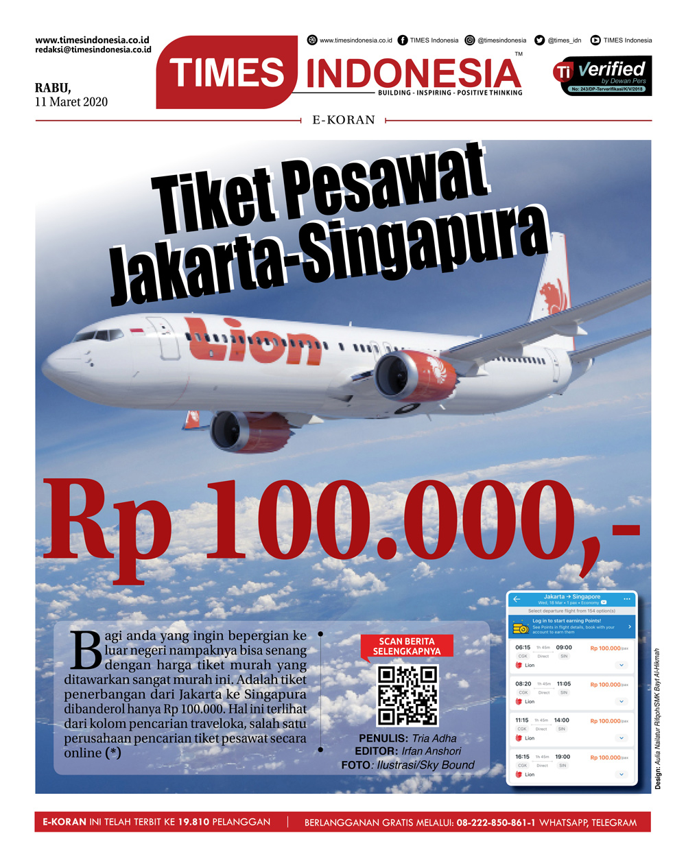 Murah Tiket Pesawat Jakarta Singapura Hanya Rp 100 000 Times Indonesia