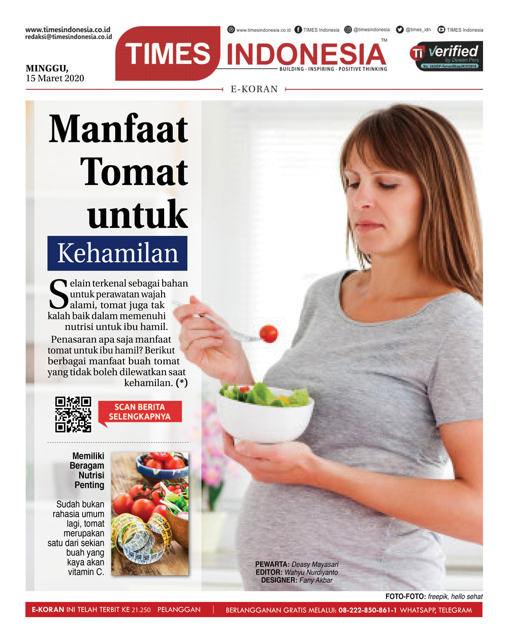 Edisi Minggu, 15 Maret 2020 EKoran, Bacaan Positif