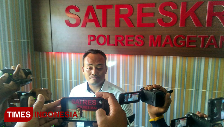 Kasat Reskrim Polres Magetan, AKP Ryan Wira Raja Pratama saat memberikan keterangan. (Foto: M Kilat Adinugroho/TIMES Indonesia)