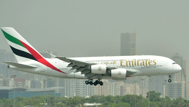 Ilustrasi pesawat Emirates. (AFP/GIUSEPPE CACACE)