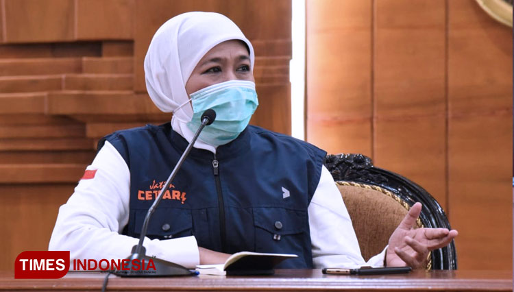 Gubernur Jawa Timur Khofifah Indar Parawansa mengenai Penanggulan Covid di tempat Ibadah (FOTO: Dok. TIMES Indonesia)