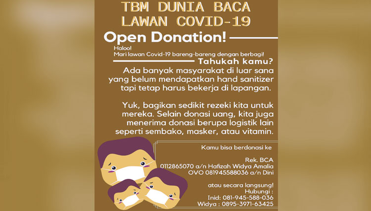 Poster donasi Dunia Baca (FOTO: @duniabelajarmalang)