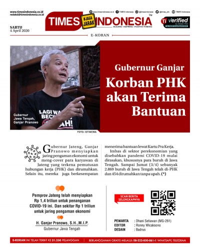 Edisi Sabtu, 4 April 2020: E-Koran, Bacaan Positif Masyarakat 5.0