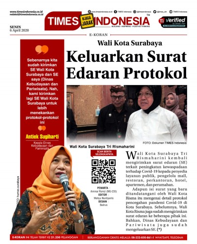 Edisi Senin, 6 April 2020: E-Koran, Bacaan Positif Masyarakat 5.0