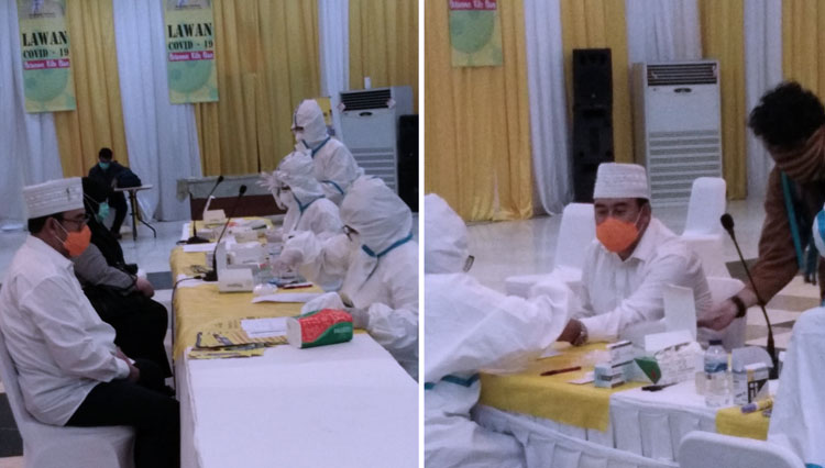 Bakal calon Bupati Bandung dari Partai Golkar Deding Ishak mengikuti rapid test Covid-19 di DPP Partai Golkar, Jakarta, Selasa (7/4/2020). (Foto: Tim KDI for TIMES Indonesia)