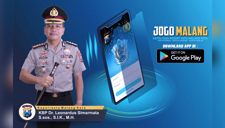 Aplikasi Jogo Malang milik Polresta Malang Kota bisa diunduh melalui Play Store. (Foto: Humas Polresta Malang Kota)