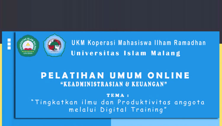 Poster kegiatan Pelatihan online oleh UKM KOPMA Ilham Ramadhan Unisma Malang. (FOTO: AJP/TIMES Indonesia)