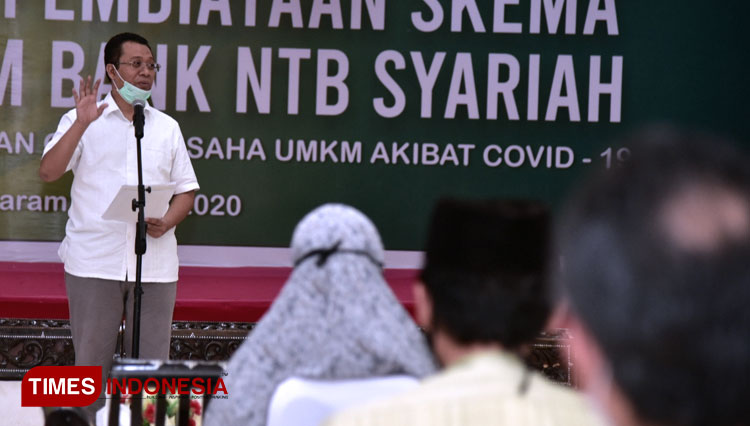 Gubernur NTB Dr. H. Zulkieflimansyah saat meluncurkan Pembiayaan Skema Khusus UMKM Bank NTB Syariah.(Foto: Humas Pemprov NTB for TIMES Indonesia)