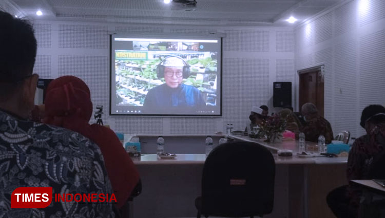Kegiatan halal bihalal secara virtual. (FOTO: AJP TIMES Indonesia)