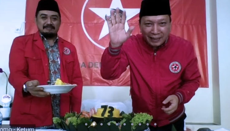 Ketua Umum Pemuda Demokrat Indonesia, Fandi Utomo menyampaikan pidato politik secara daring. (Foto: Dok Pemuda Demokrat Indonesia)