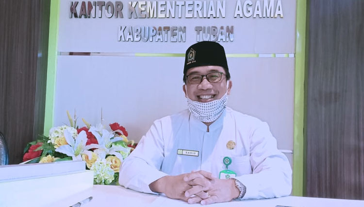 Kepala Kankemenag Tuban, Sahid saat memberikan keterangan perihal pembatan calon jamaah haji dan mekanisme pengembalian setoran haji (05/06/2020).(Pranata Humas Kemenag/TIMES Indonesia)