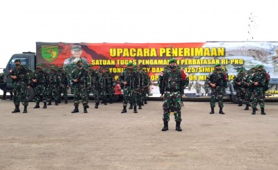 Upacara Penerimaan Satgas Pamtas RI-PNG Dilakukan dengan Protokol Kesehatan