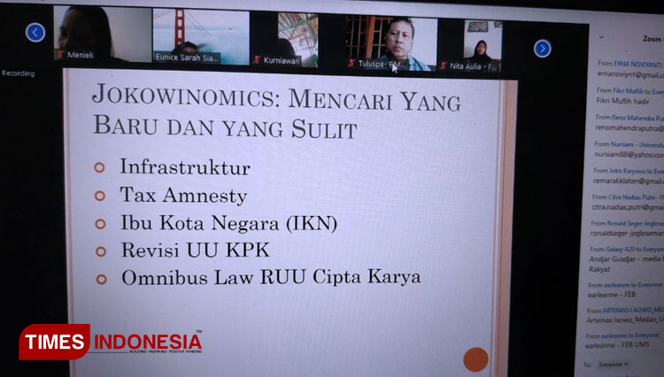 Diskusi virtual diselenggarakan PWI Surakarta, Selasa (30/6/2020). (FOTO: Mukhtarul Hafidh/TIMES Indonesia)