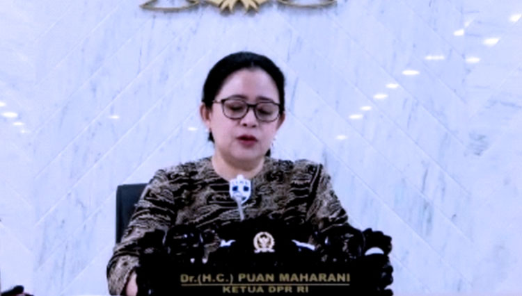 Ketua DPP PDI Perjuangan yang juga Ketua DPR RI Puan Maharani saat menjadi pembicara pada Webinar Nasional IV Bulan Bung Karno. (FOTO: PDI Perjuangan for TIMES Indonesia)