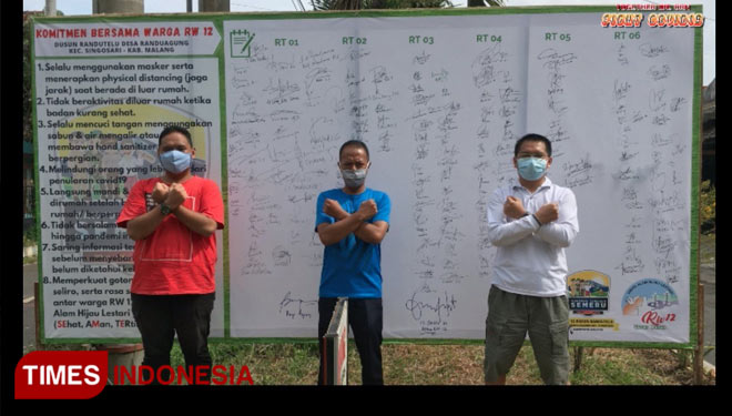 Masyarakat beraktivitas si Kampung Tangguh RW 12 Griya Alam Hijau Lestari di Singosari. (Foto : Dody for TIMES Indonesia)