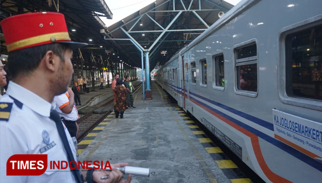 Keberangkatan KA di Stasiun Purwokerto. (FOTO: Humas KAI Daop 5 Purwokerto for TIMES Indonesia)