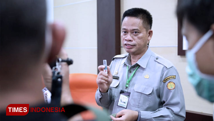 Kepala Badan Litang Pertanian, Kementan RI Fadjry Djufry dalam konfernsi pers kemarin. (FOTO: Kementan RI for TIMES Indonesia).