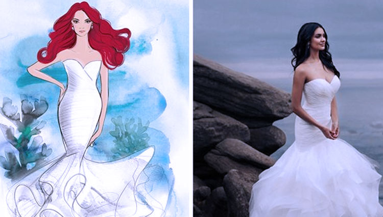 Gaun pengantin hasil kolaborasi Disney dan Allure Bridals. (FOTO: Disney/Allure Bridals)