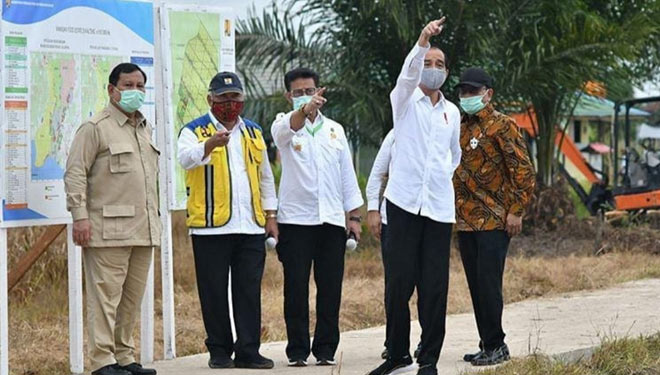 Presiden RI Jokowi didampingi Mentan RI Syahrul Yasin Limpo meninjau langsung program food estate  di Kapuas. (FOTO: Kementan RI for TIMES Indonesia).