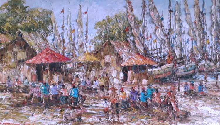 “Fish Auction” by Mozes Misdy, one of the arts which will be exhibited on Banyuwangi Streaming Art Exhibition. (PHOTO: Ben Hendro for TIMES Indonesia) 