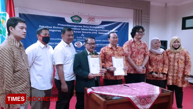 Kegiatan Penandatanganan Nota Kesepakatan digelar secara online oleh Fakultas Hukum Unisma Malang. (FOTO: AJP TIMES Indonesia)
