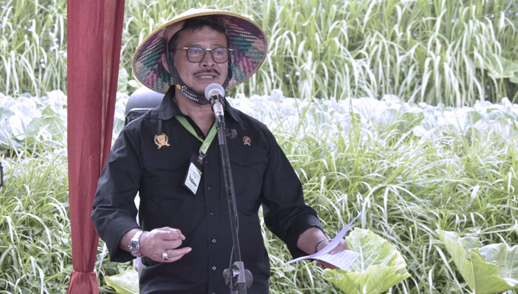 Mentan RI Syahrul Yasin Limpo saat melakukan percepatan tanam padi. (FOTO: Kementan RI for TIMES Indonesia)