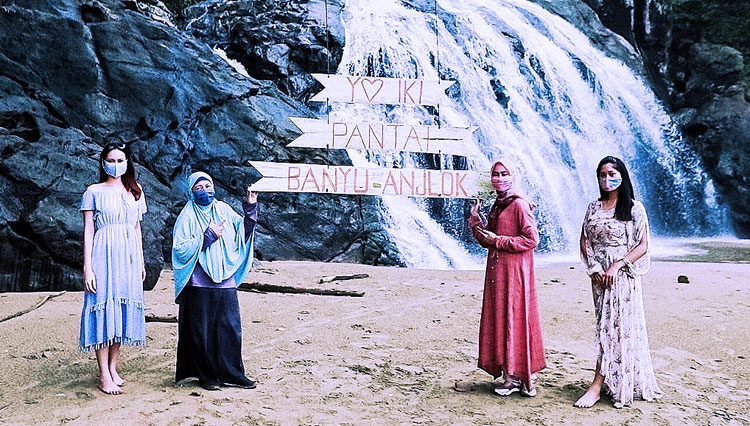 Salah satu segmen pembuatan video klip di wisata Banyu Anjlok, Malang. (foto: hadi tris/DJ TIMES Indonesia)